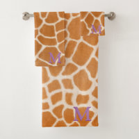 Girafa Pele Realista Impressão Animal Roxo Monogra