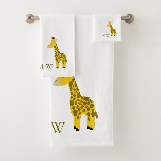 Conjunto De Toalhas Giraffe Design Monogrammed (Insitu)