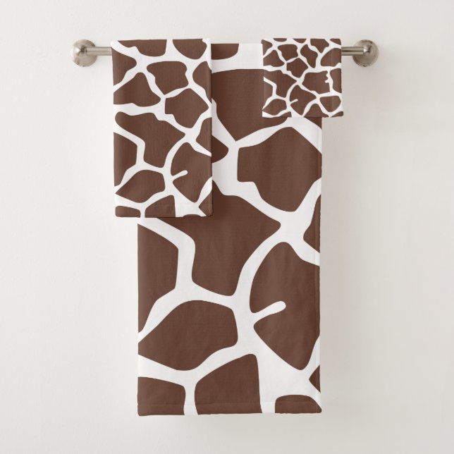 Conjunto De Toalhas Giraffe Impressão, Brown Giraffe, Impressão Animal (Insitu)