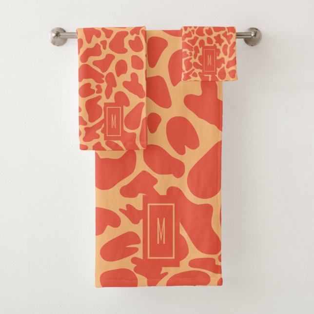 Conjunto De Toalhas Giraffe Orange Monograma Modern Girly (Insitu)