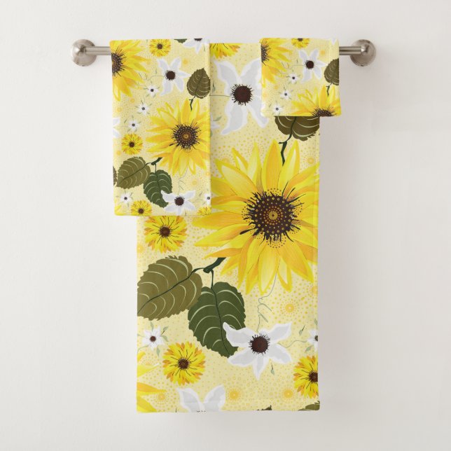 Conjunto De Toalhas Girassóis Amarelo Floral (Insitu)