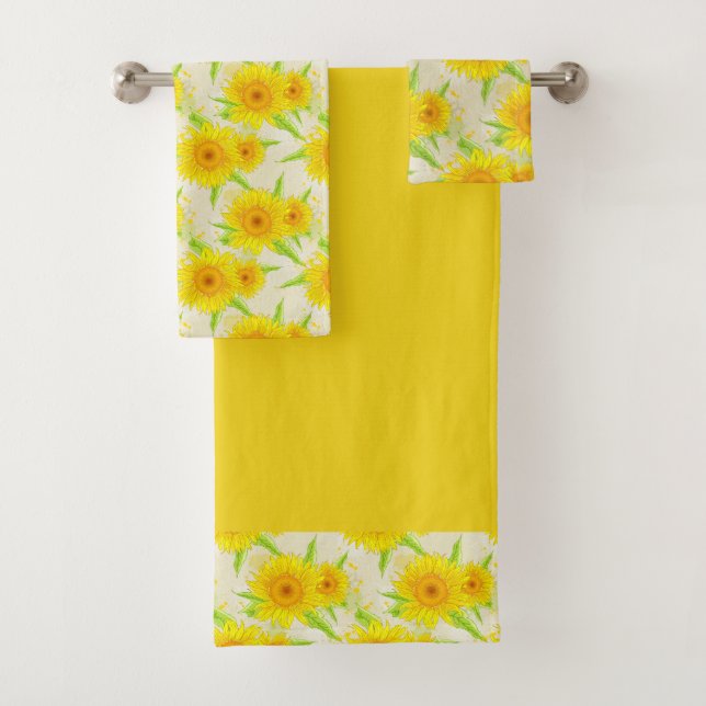 Conjunto De Toalhas Girassóis Bonitos Bath Towel Set (Insitu)