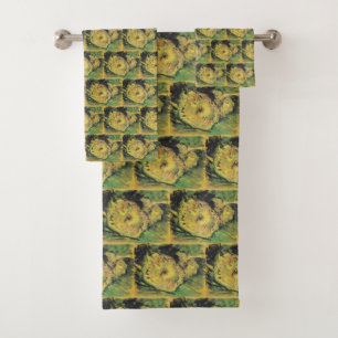 Conjunto De Toalhas Girassóis de Van Gogh - Arte Floral Amarelo Brilha