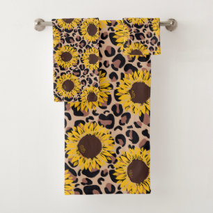 Conjunto De Toalhas Girassóis e Cheetah Impressão