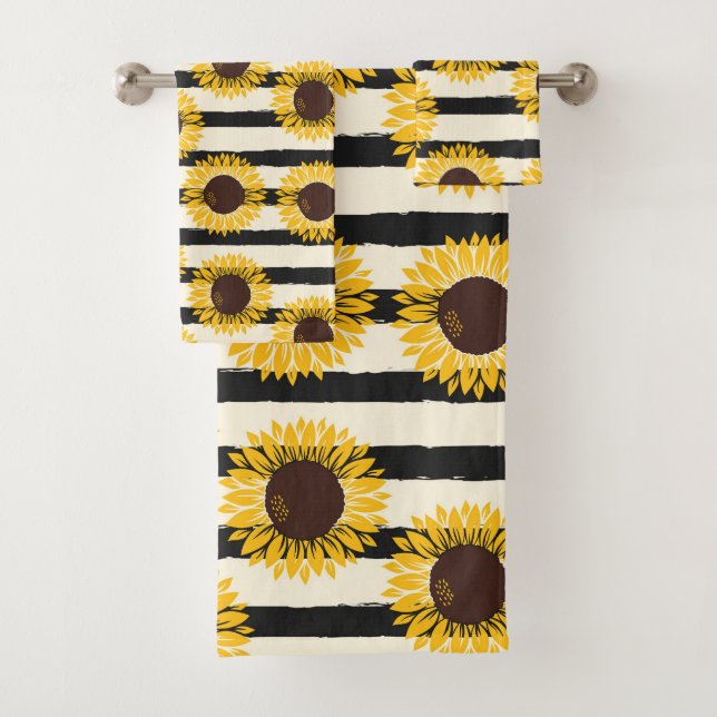 Conjunto De Toalhas Girassóis e faixas pretas (Insitu)
