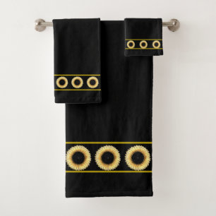 Conjunto De Toalhas Girassóis Elegantes e Sofisticados em Preto