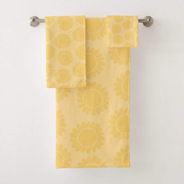 Conjunto De Toalhas Girassol Amarelo Macio Flor 1 (Insitu)