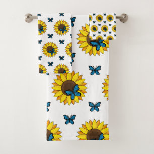 Conjunto De Toalhas Girassol e Borboleta Azul