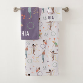 Conjunto De Toalhas Girls Purple Gymnastics Filhos Monogramas