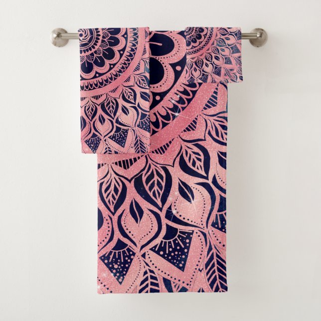 Conjunto De Toalhas Girly Blue Mandala Floral (Insitu)