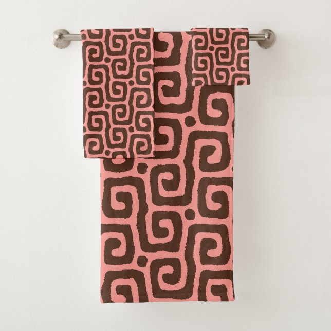 Conjunto De Toalhas Girly modern Brown &Pink Abstract Pattern  (Insitu)