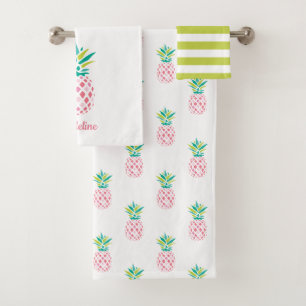 Conjunto De Toalhas Girly Pineapple Monogrammed