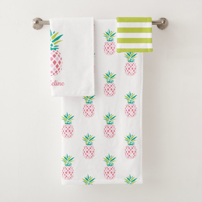 Conjunto De Toalhas Girly Pineapple Monogrammed (Insitu)