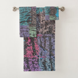 Conjunto De Toalhas Giz na calçada em roxo branco amarelo