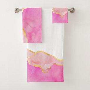 Conjunto De Toalhas Glam de INICIAIS DO MONOGRAMA de Abstrato cor-de-r