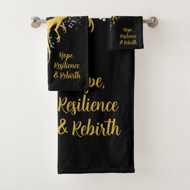 Conjunto De Toalhas Glam Dourado Phoenix Silver Glitter Monograma Pret (Insitu)