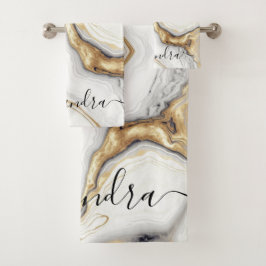 Conjunto De Toalhas Glam Moderno Elegante Elegante da Cinza Branca Dou