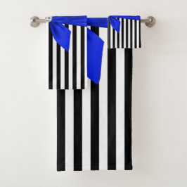 Conjunto De Toalhas Glam Royal Blue Arco-Pinstripes-Black