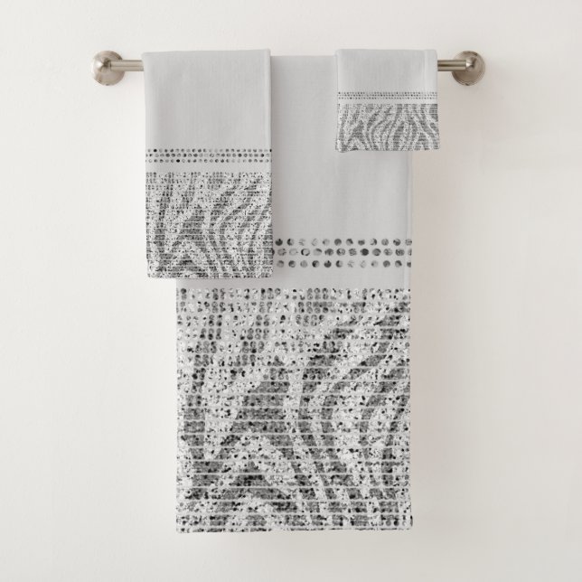 Conjunto De Toalhas Glama Exótico Impressão Selvagem de Zebra Silver B (Insitu)