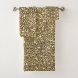 Conjunto De Toalhas Glama Glitter Dourado