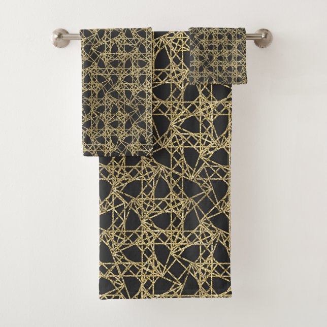 Conjunto De Toalhas Glamor Moderno de Ouro de Arranque Dourado Elegant (Insitu)