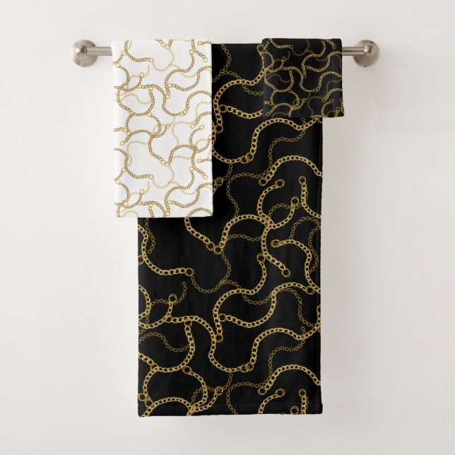 Conjunto De Toalhas Glamour de Rua Moderno com Correntes de Ouro (Insitu)