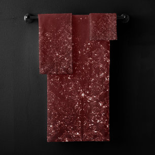 Conjunto De Toalhas Glimmering Henna Grunge Damasco vermelho escuro