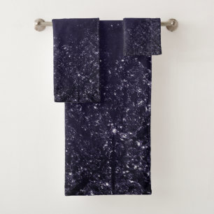Conjunto De Toalhas Glimmering Indigo Grunge Meia-Noite Roxo