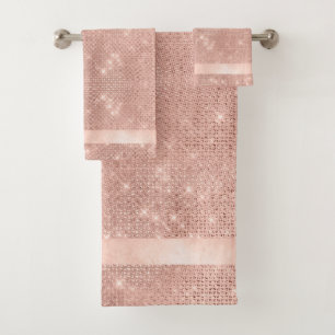 Conjunto De Toalhas Glitter and Shine Pattern Rosa Dourado ID671