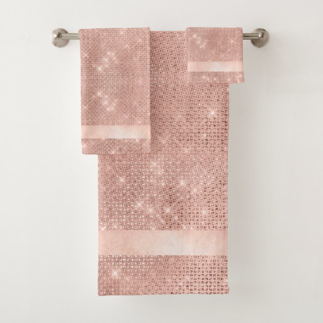 Conjunto De Toalhas Glitter and Shine Pattern Rosa Dourado ID671 (Insitu)