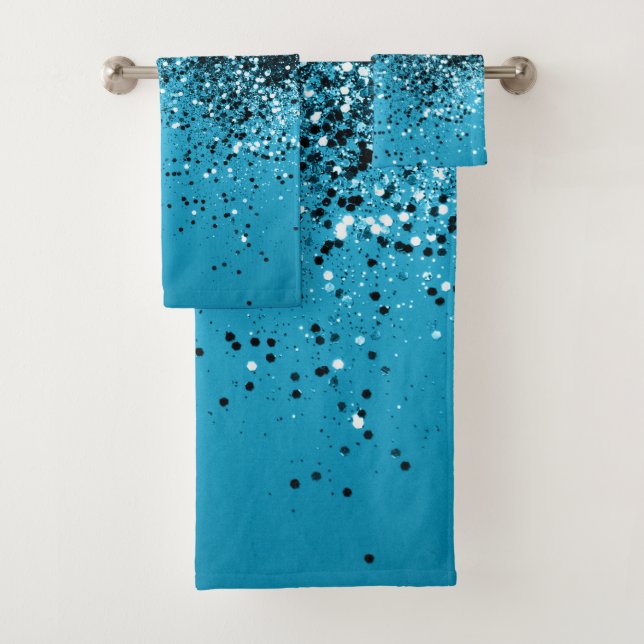 Conjunto De Toalhas Glitter Azul Aqua OCEAN nº 1 (Insitu)