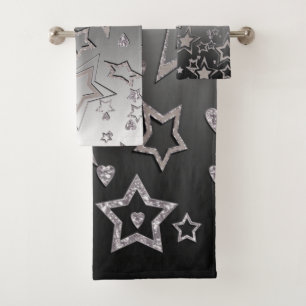 Conjunto De Toalhas Glitter de gradiente natalício brilhando estrelas