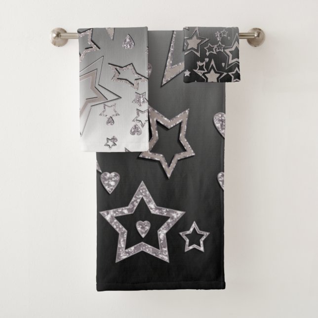 Conjunto De Toalhas Glitter de gradiente natalício brilhando estrelas  (Insitu)