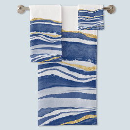 Conjunto De Toalhas Glitter Dourado de Agato de Marble Azul