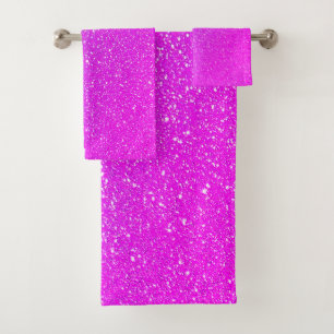 Conjunto De Toalhas Glitter Púrpura Cor-de-Ombre Colorida