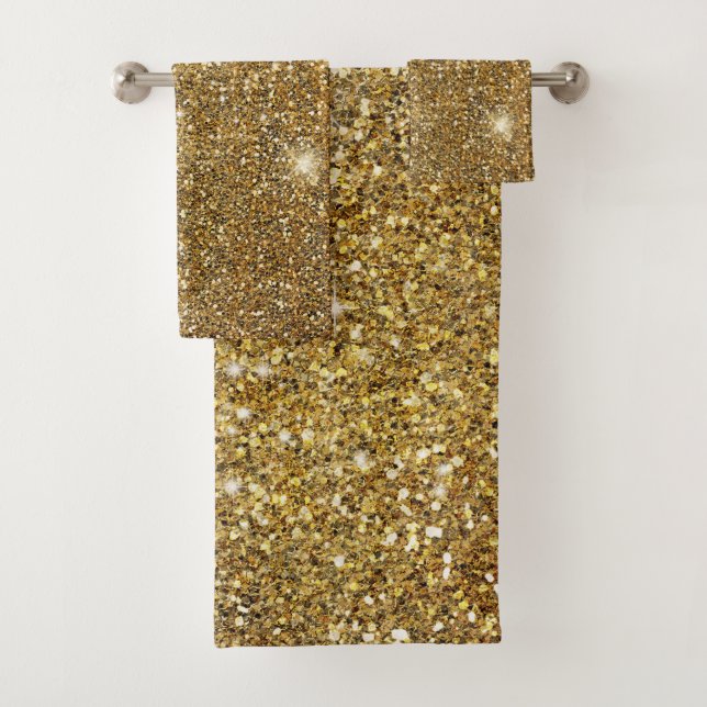 Conjunto De Toalhas Glitter Sparkle Dourado Glittery Sparkle Bonito (Insitu)