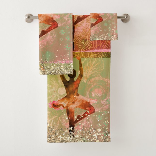Conjunto De Toalhas Glittery Whimsical Watercolor Ballerina (Insitu)