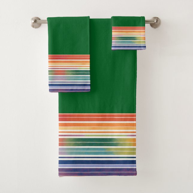 Conjunto De Toalhas Glorious Rainbow Stripes (Insitu)
