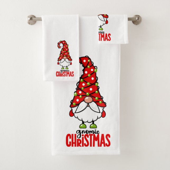 Conjunto De Toalhas Gnome Christmas Bath Towel Set (Insitu)