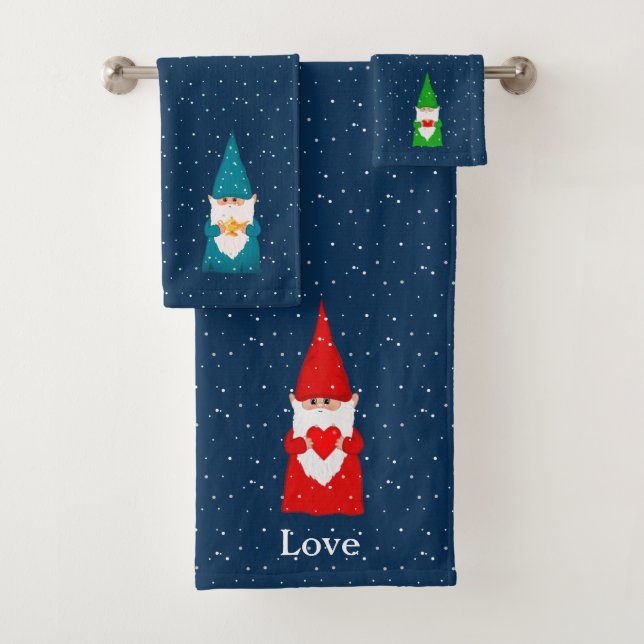 Conjunto De Toalhas Gnomos de Natal em Azul (Insitu)