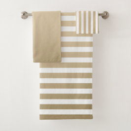 Conjunto De Toalhas Gold and cream stripe pattern