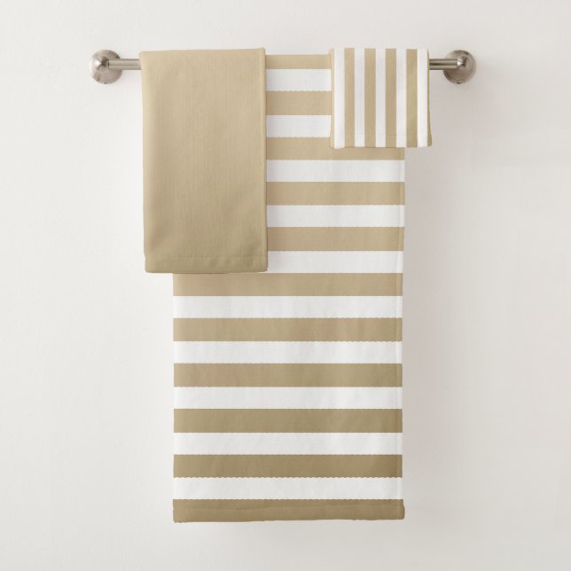 Conjunto De Toalhas Gold and cream stripe pattern (Insitu)
