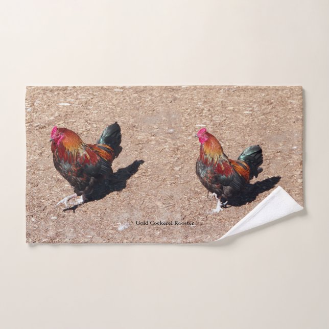 Conjunto De Toalhas Gold Cockerel Rooster towel set (Toalha de mão)