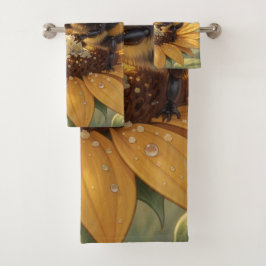 Conjunto De Toalhas Golden Bumblebee in Bloom Dance.9