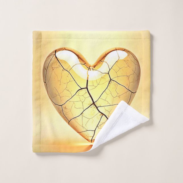 Conjunto De Toalhas Golden Cracked Heart Art (Pano de lavar)