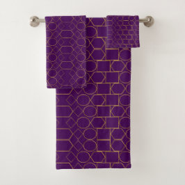 Conjunto De Toalhas Golden Geometric Pattern