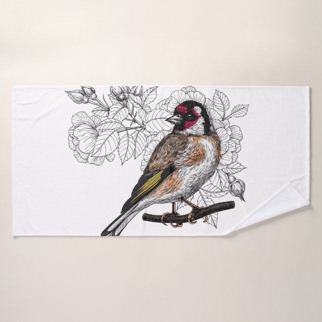 Conjunto De Toalhas Goldfinch e rosas (Toalha de Banho)