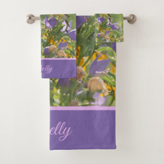Conjunto De Toalhas Goldfinch em uma Flor Harebell