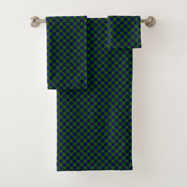 Conjunto De Toalhas Gordon Tartan xadrez verde azul (Insitu)
