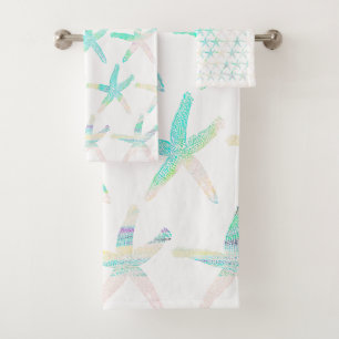 Conjunto De Toalhas Gota Bonito de Azul Costal Praia Multicolor